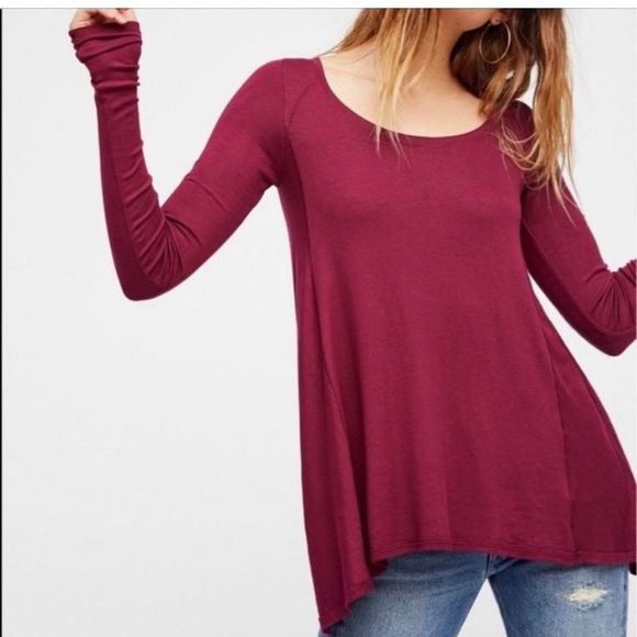 Free People January Tee Merlot Size M - Picture 1 of 4